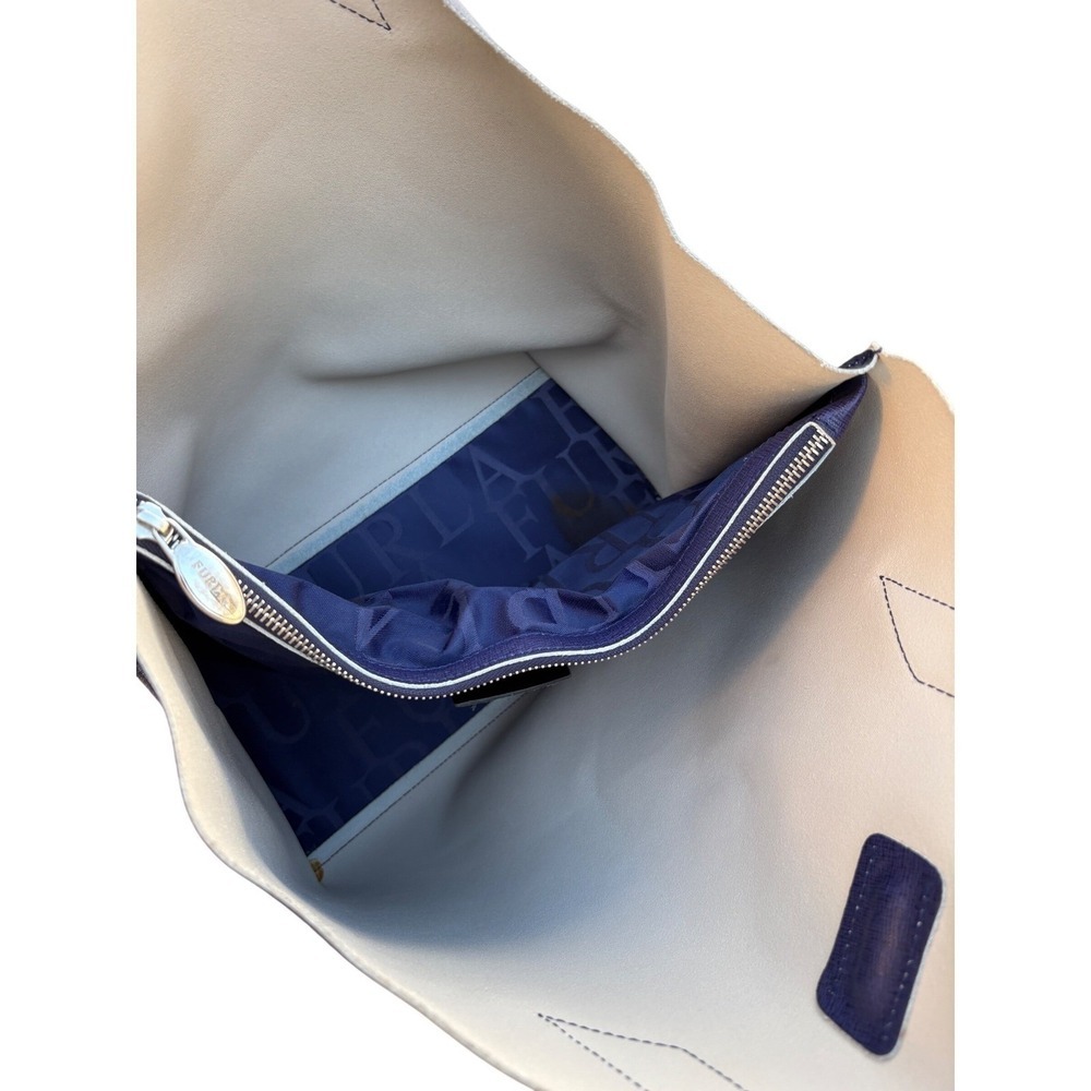 Furla Jucca Indigo Saffiano Leather Tote Bag Structured Top Handle Satchel Italy - Picture 7 of 16